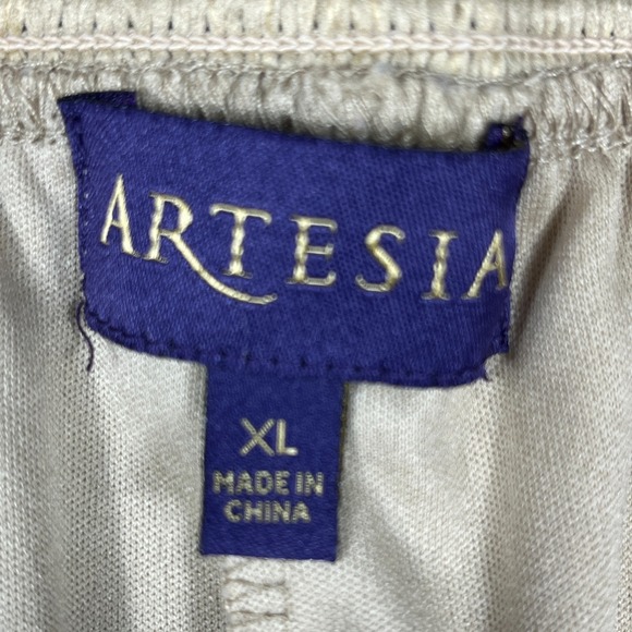 Artesia Wide Leg Loose Fit Pants Womens XL Crepe w/Lining Tan Intricate Waist - Picture 8 of 10